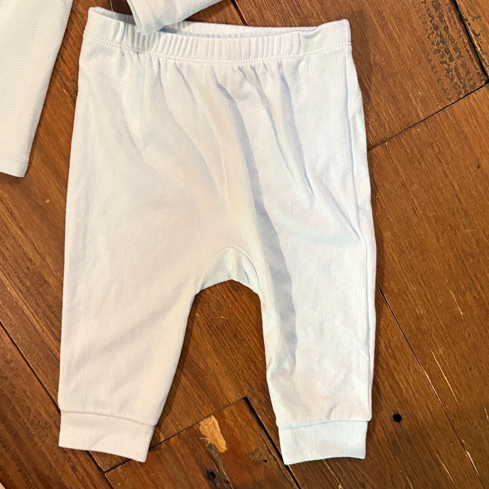 cloud island Pale Blue Ribbed Baby Bodysuit & Pants Set - Picture 5 of 6